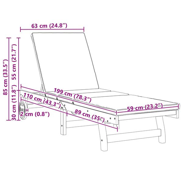 vidaXL Sun Lounger 2 pcs Brown 63 x 199 x 85cm Solid Acacia wood