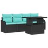 vidaXL Garden Sofa Set with Cushion 5 pcs Black Poly rattan