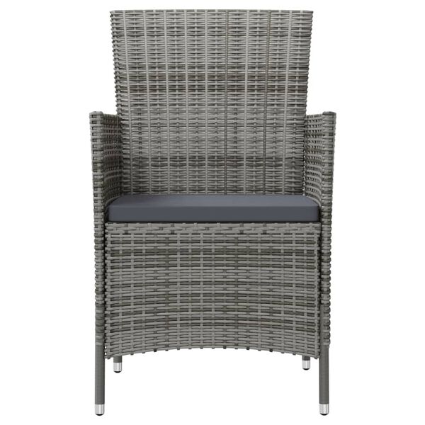 vidaXL Garden Chairs with Cushions 2 pcs Poly Rattan Grey