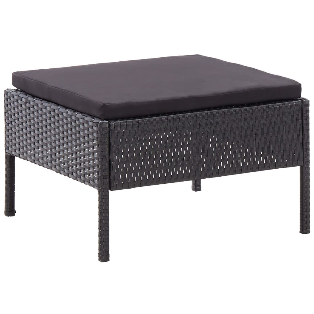 vidaXL 6 Piece Garden Lounge Set with Cushions Poly Rattan Black