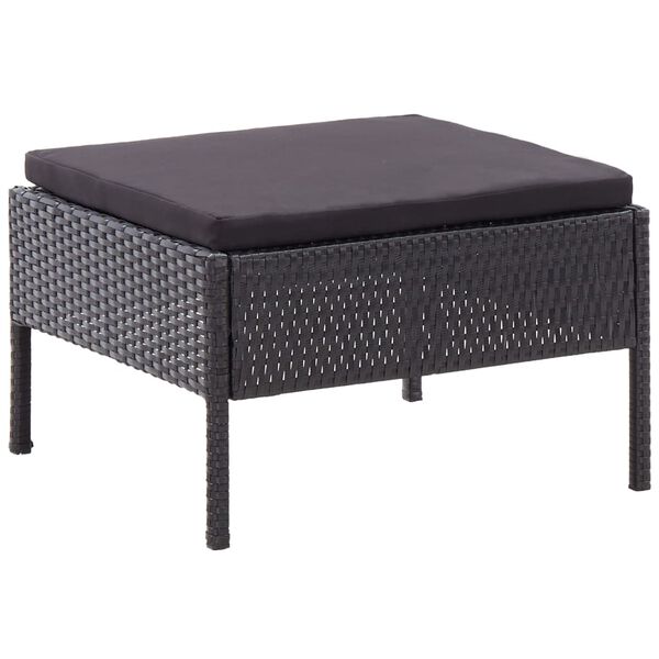 vidaXL 6 Piece Garden Lounge Set with Cushions Poly Rattan Black