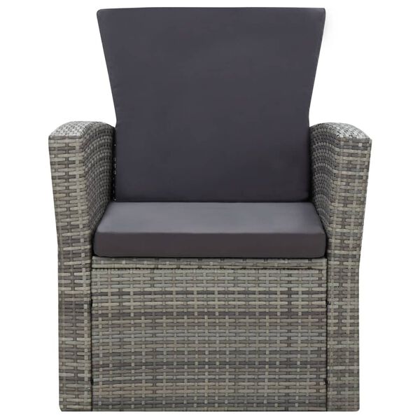 vidaXL 4 Piece Garden Lounge Set with Cushions Poly Rattan Grey