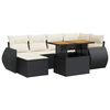 vidaXL 7 Piece Garden Sofa Set with Cushions Black Poly Rattan