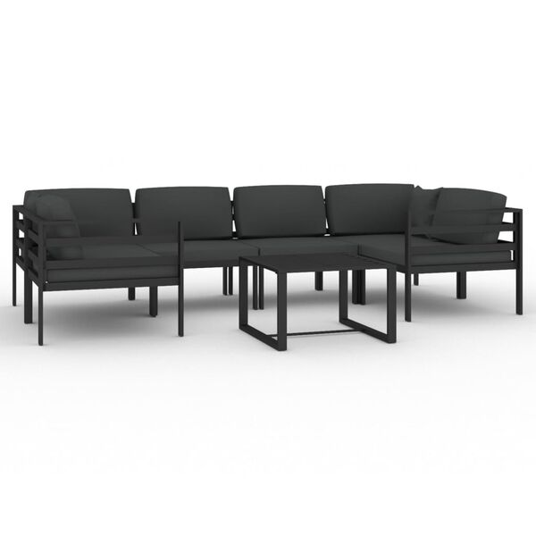 vidaXL 7 Piece Garden Lounge Set with Cushions Aluminium Anthracite
