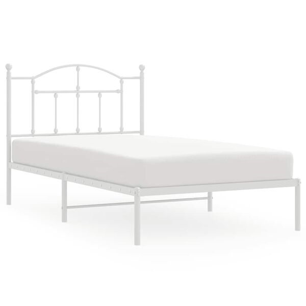vidaXL Metal Bed Frame without Mattress with Headboard White 100x190cm