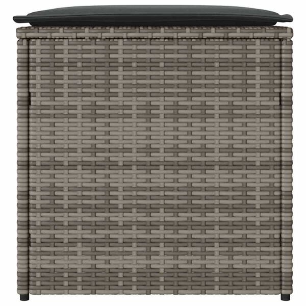 vidaXL Cushion Box with Storage Grey 50 x 50 x 50 cm Poly Rattan