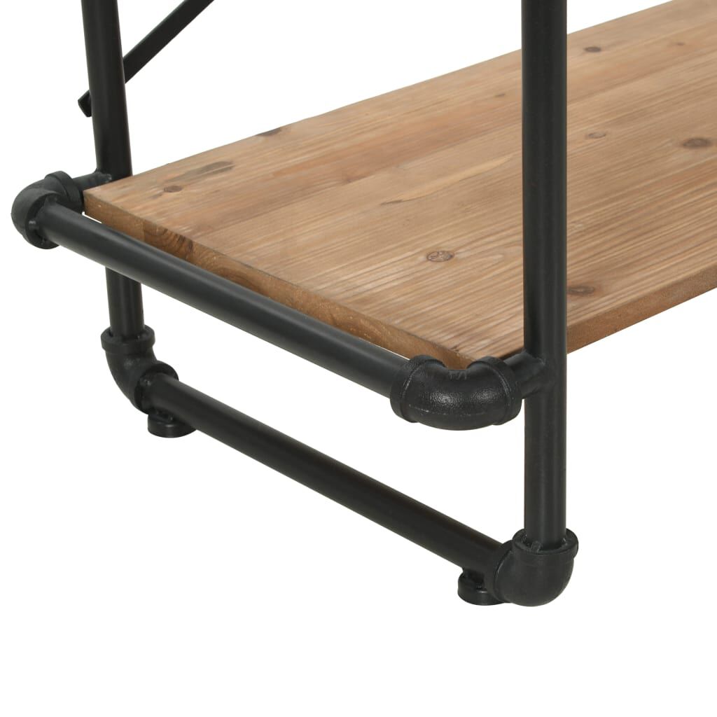 vidaXL Bookcase Solid Firwood and Steel 120x42x180 cm