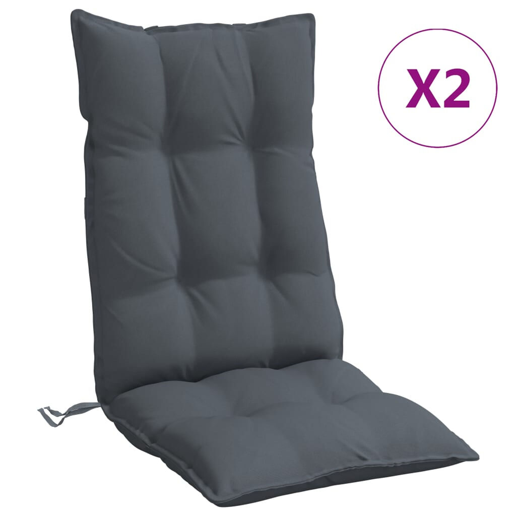 vidaXL Highback Chair Cushions 2 pcs Anthracite Oxford Fabric
