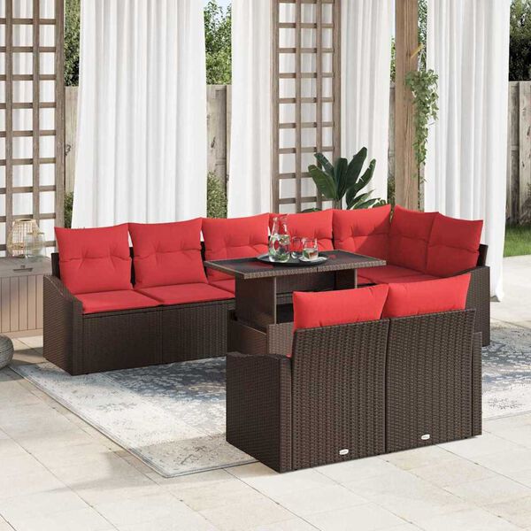 vidaXL Garden Sofa Set Manual 9 pcs Brown and red 100 x 55 x 73 cm