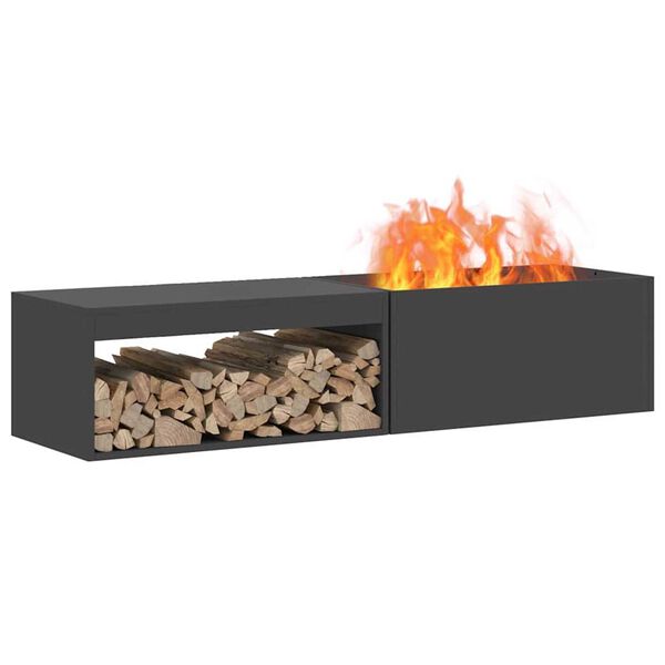 vidaXL Fire Pit Black 160 x 45 x 35 cm Steel