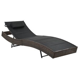 vidaXL Sun Lounger Poly Rattan and Textilene Brown