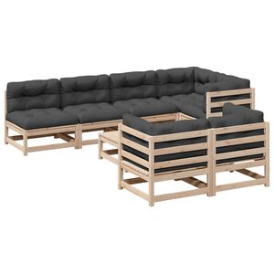 vidaXL 8 Piece Garden Sofa Set with Cushions Solid Wood Pine