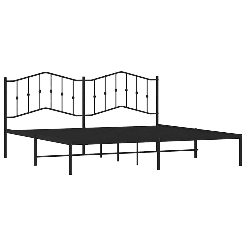 vidaXL Metal Bed Frame without Mattress with Headboard Black 193x203cm