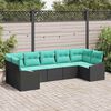 vidaXL Garden Sofa Set 7 pcs Black and Turquoise Poly Rattan