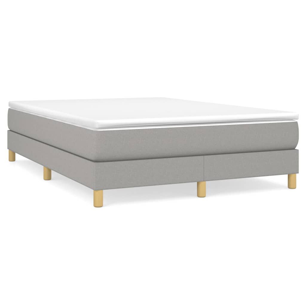 vidaXL Box Spring Bed with Mattress Light Grey 152x203 cm Queen Fabric