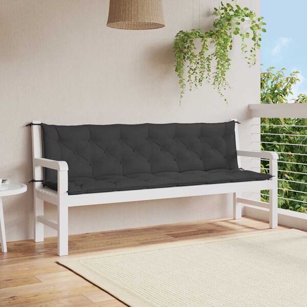 vidaXL Garden Bench Cushion Black 200x(50+50)x7cm Oxford Fabric