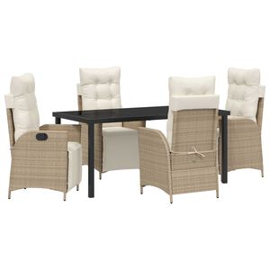 vidaXL Garden Dining Set with Cushion 5 pcs Beige Poly Rattan
