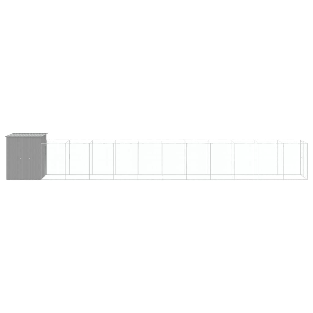 vidaXL Dog House with Run Light Grey 165x1271x181 cm Galvanised Steel