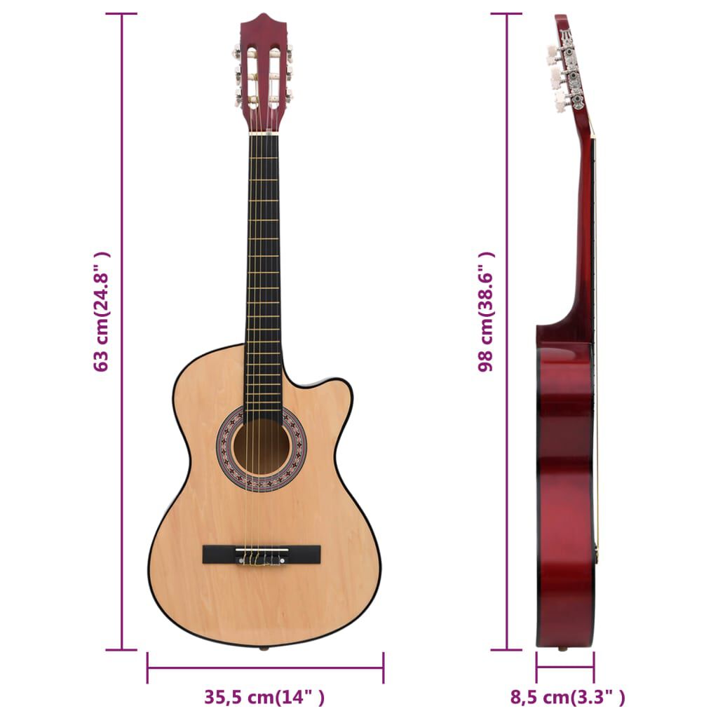 vidaXL 12 Piece Western Acoustic Cutaway Guitar Set with 6 Strings 38