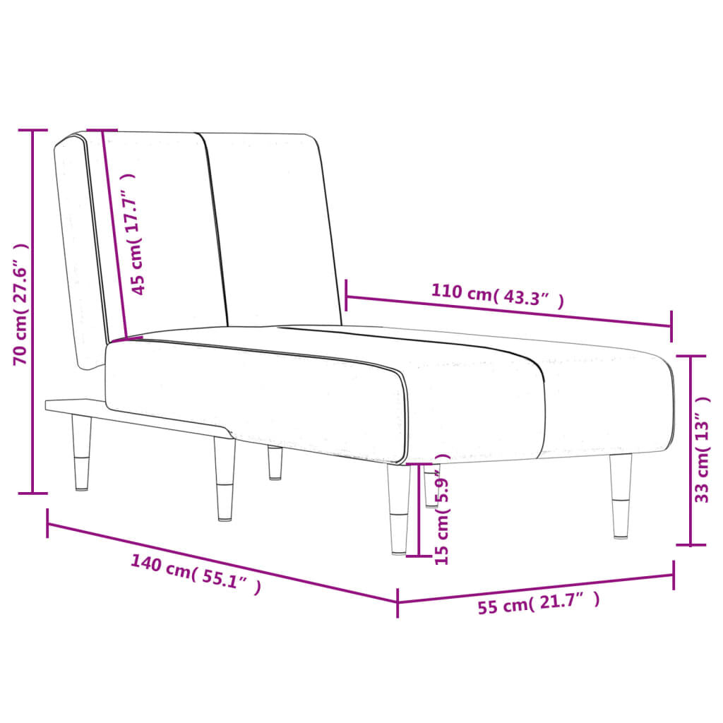 vidaXL Chaise Longue Black Velvet