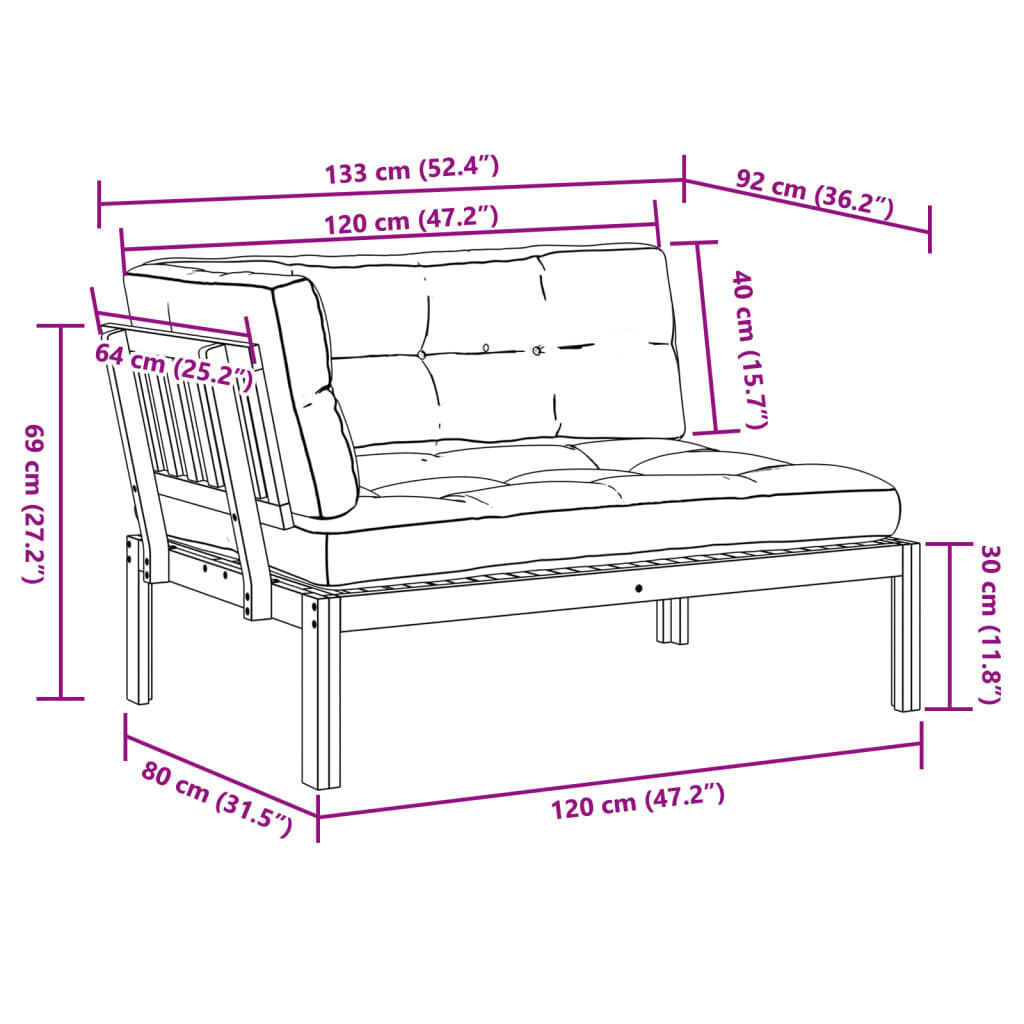 vidaXL Garden Pallet Corner Sofa with Cushions Solid Wood Acacia