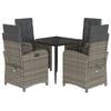 vidaXL 5 Piece Garden Dining Set with Cushions Grey Poly Rattan