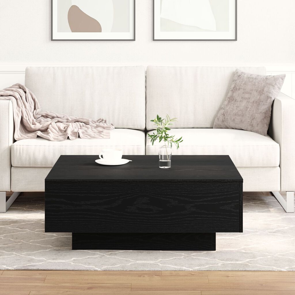 vidaXL Coffee Table Black oak 80 x 80 x 31 cm Engineered wood
