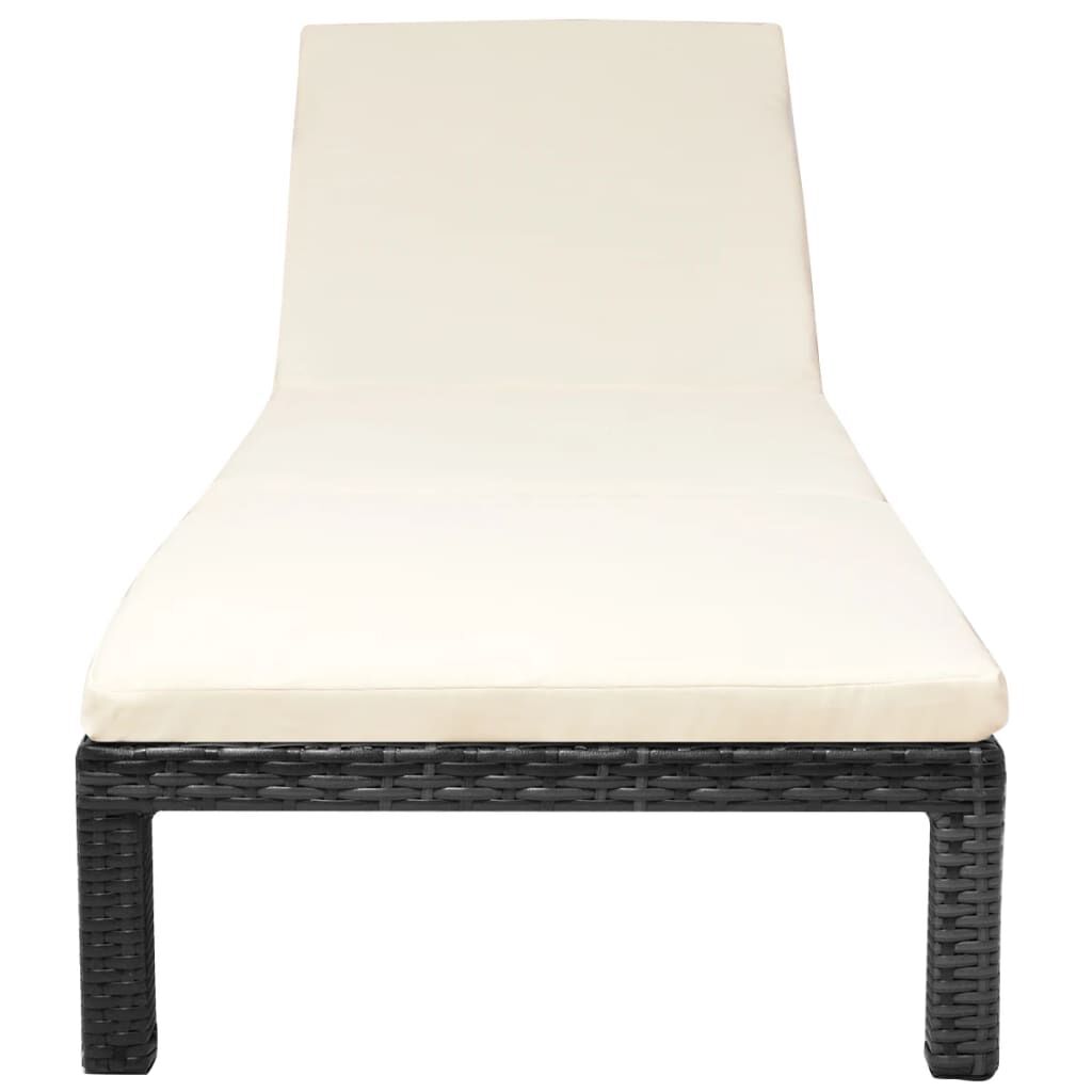 vidaXL Sun Lounger with Cushion Poly Rattan Black