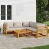vidaXL 6 Piece Garden Lounge Set with Light Grey Cushions Solid Wood