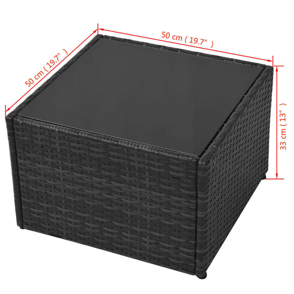 vidaXL 5 Piece Garden Lounge Set with Cushions Poly Rattan Black