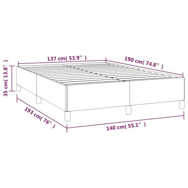 vidaXL Bed Frame without Mattress Dark Grey 137x190 cm Full Fabric