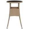 vidaXL Garden Table Ø60x75 cm Tempered Glass and Poly Rattan Beige