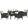 vidaXL Garden Dining Set with Cushion 5 pcs Black Poly Rattan