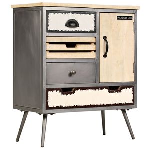 vidaXL Sideboard Solid Mango Wood and Steel 65x33x76 cm