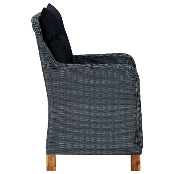 vidaXL 3 Piece Garden Lounge Set with Cushions Poly Rattan Dark Grey