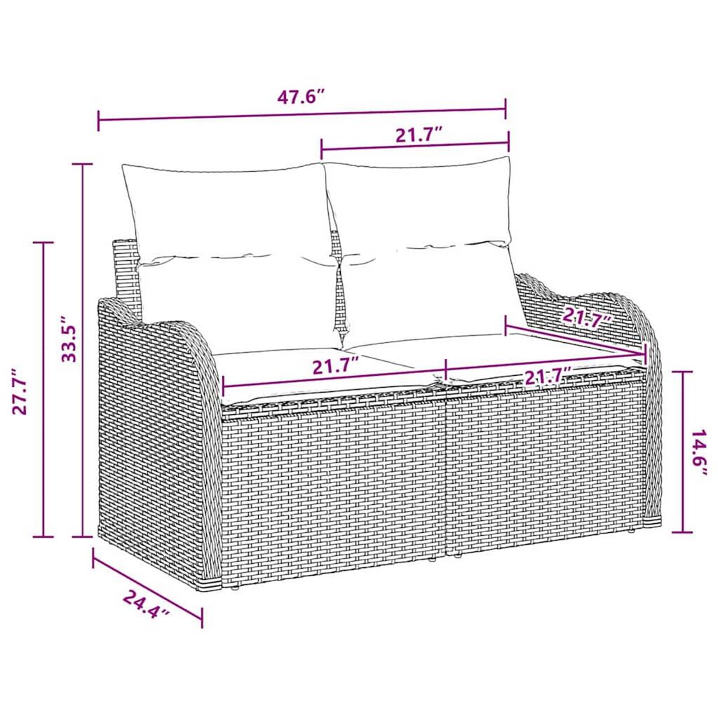 vidaXL Garden Sofa Set 5 pcs Grey and navy blue 100 x 55 x 73 cm