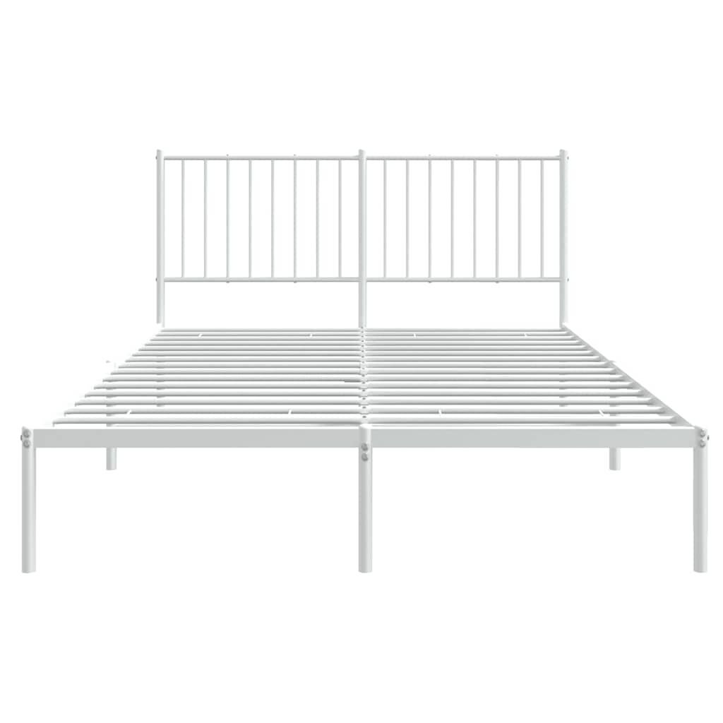 vidaXL Metal Bed Frame without Mattress with Headboard White 135x190cm