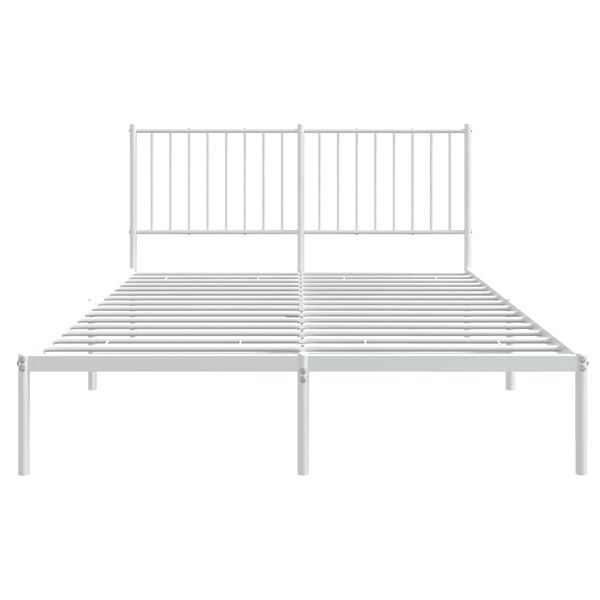 vidaXL Metal Bed Frame without Mattress with Headboard White 135x190cm