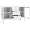 vidaXL Sideboard White 105x35x70 cm Steel and Tempered Glass