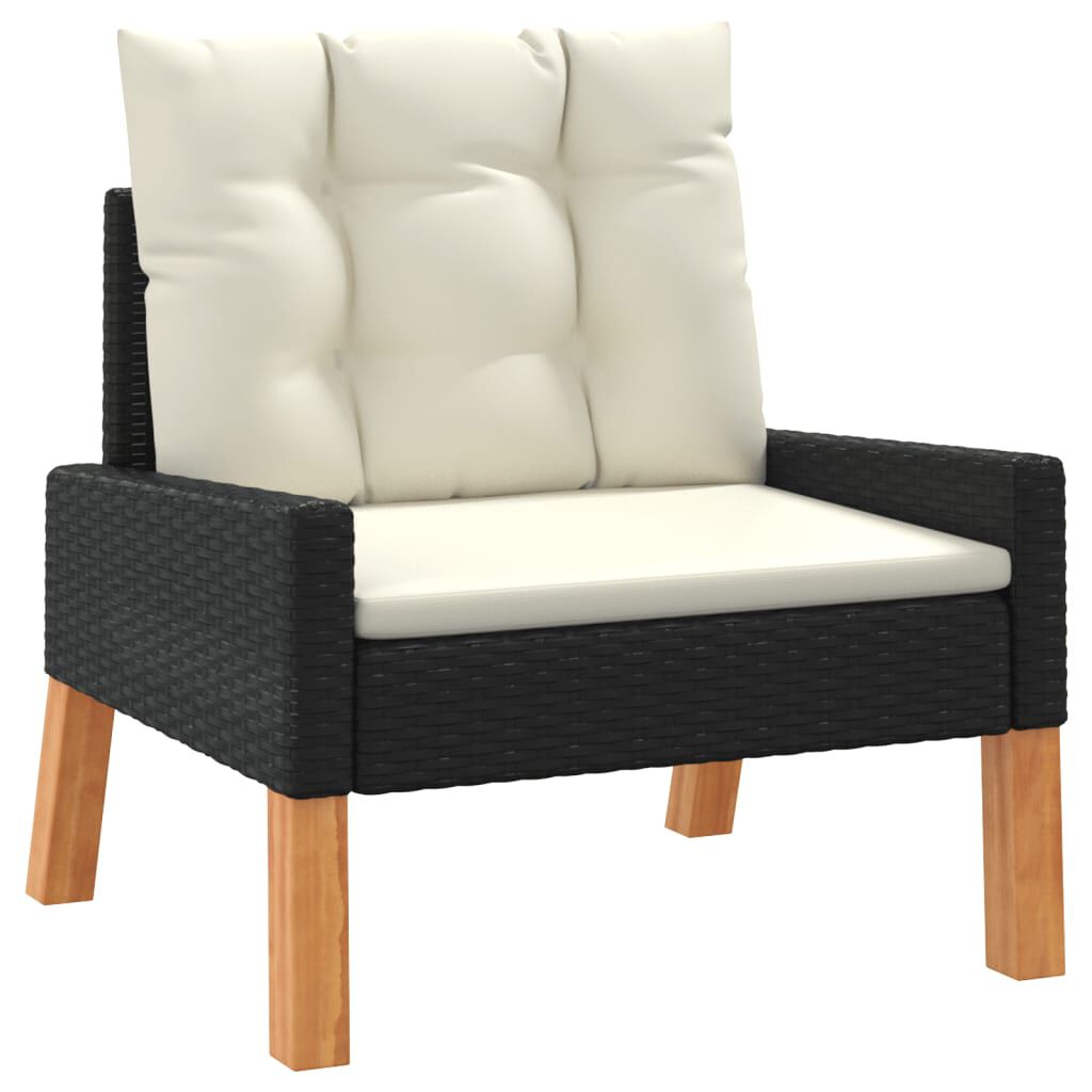 vidaXL 4 Piece Garden Lounge Set with Cushions Poly Rattan&Solid Wood