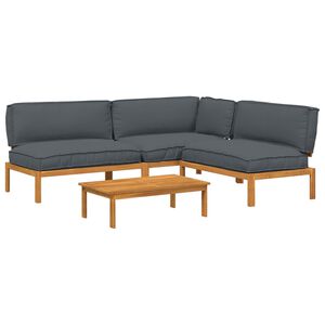 vidaXL Sofa Set with Cushion Plain 4 pcs Anthracite Solid Acacia Wood