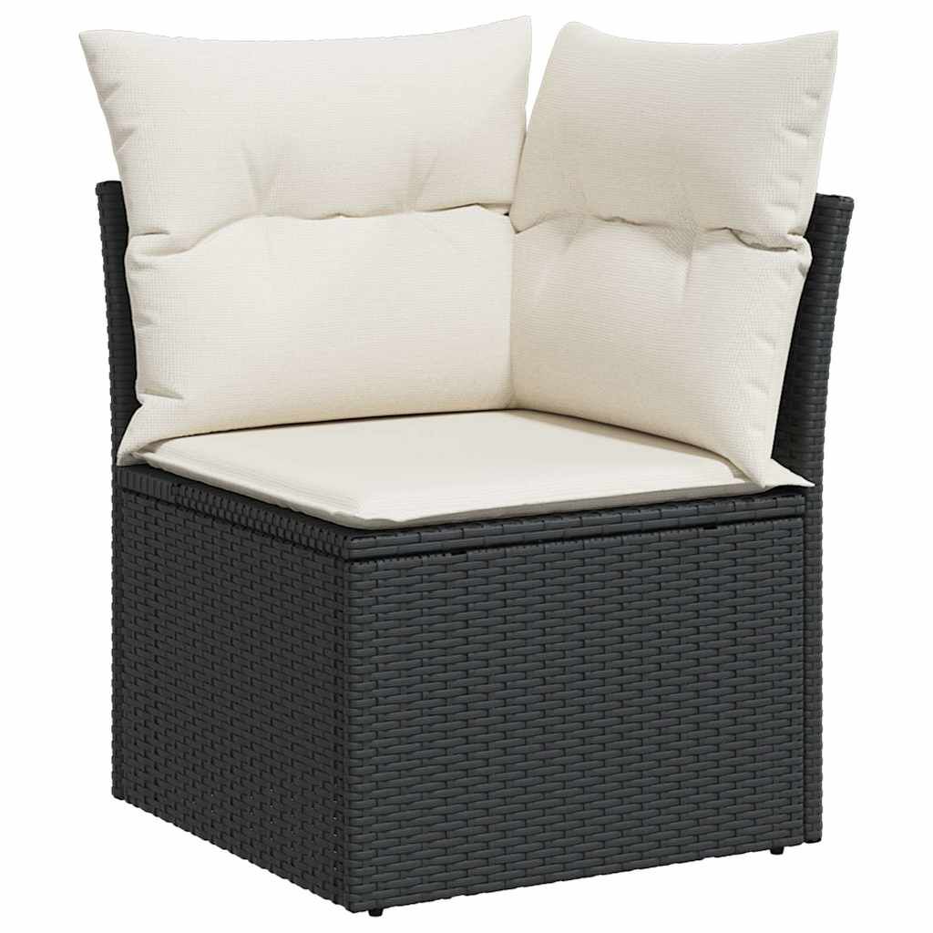 vidaXL 6 Piece Garden Sofa Set with Cushions Black Poly Rattan