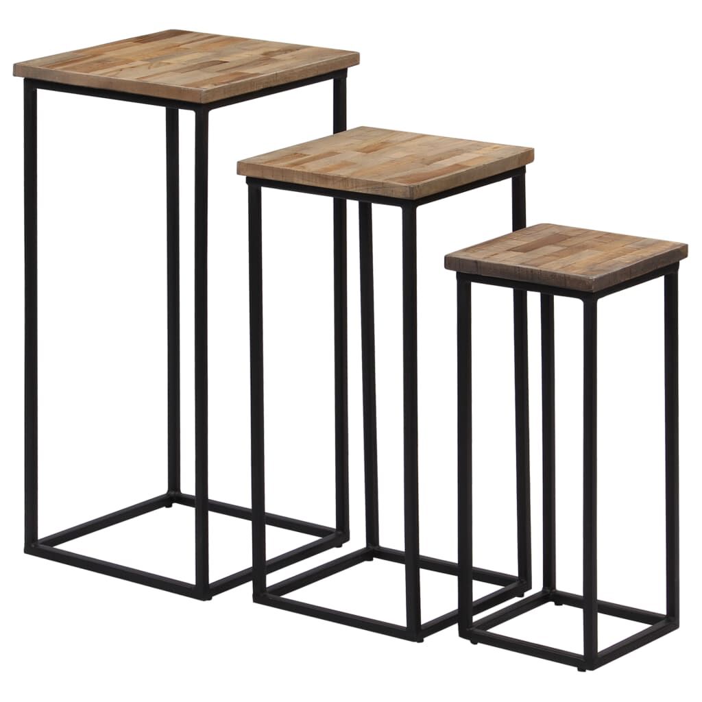 vidaXL 3 Piece Plant Table Set Reclaimed Teak