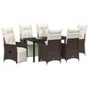 vidaXL Garden Dining Set with Cushion 7 pcs Brown Poly Rattan