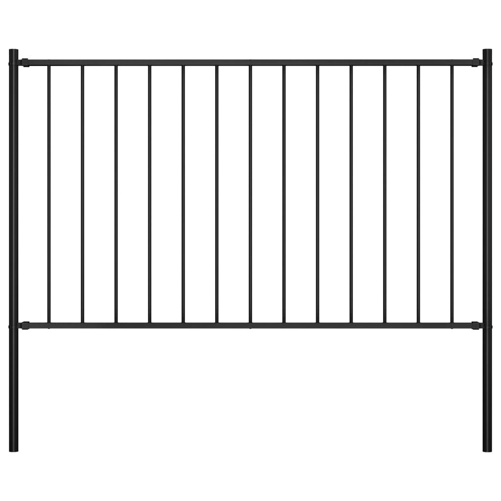 vidaXL Fence Panel with Posts Powder-coated Steel 1.7x0.75 m Black