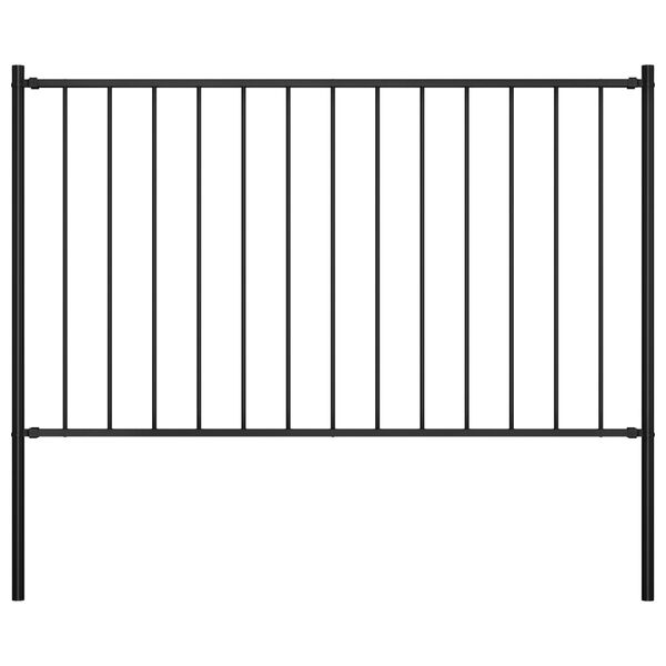 vidaXL Fence Panel with Posts Powder-coated Steel 1.7x0.75 m Black