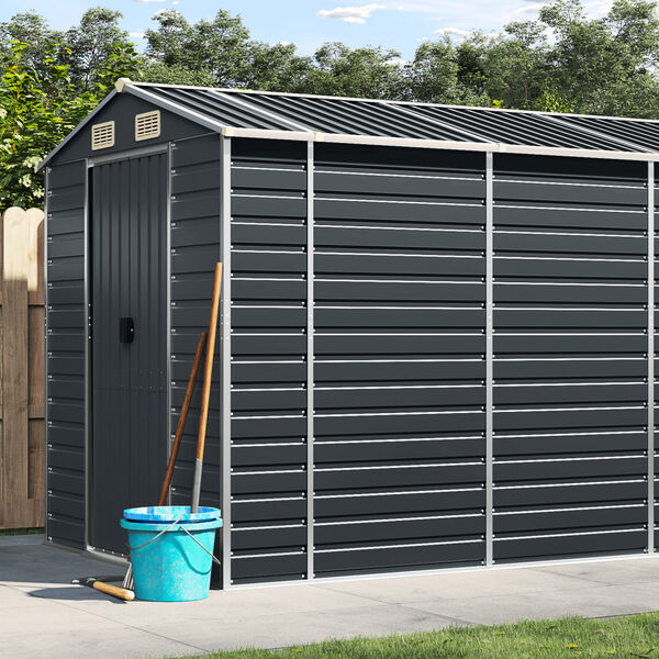 vidaXL Garden Shed Anthracite 191x555x198 cm Galvanised Steel