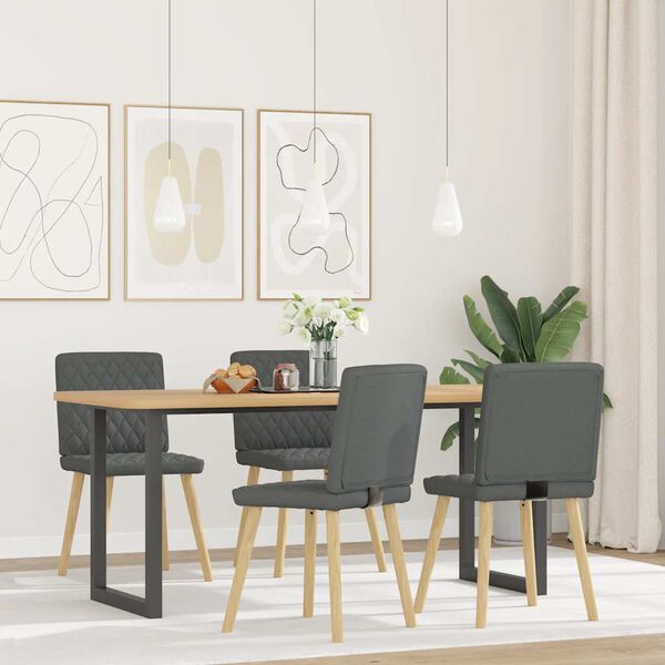 vidaXL Dining Chairs 4 pcs Dark Grey Fabric