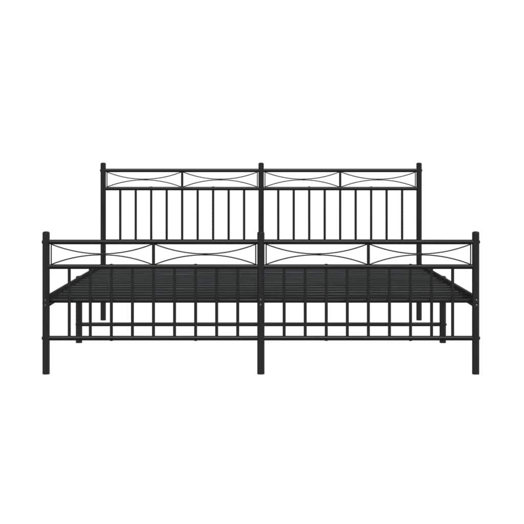 vidaXL Metal Bed Frame without Mattress with Footboard Black 183x213cm