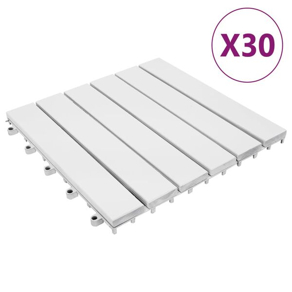 vidaXL Decking Tiles 30 pcs White 30x30 cm Solid Wood Acacia